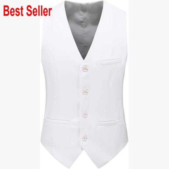 Slim Fit Formal Dress Waistcoat Polyester Viscose Blend Four Buttons